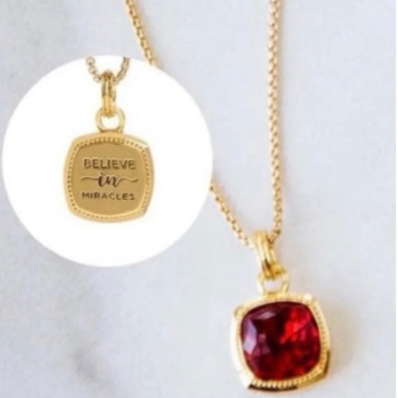 Origami Owl Jewelry - Gold Necklace with Red Stone